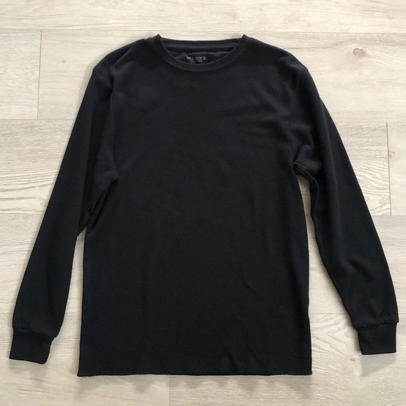 Men’s Blu Rock Black Thermal Waffle Knit T-Shirt Top - Picture 13 of 16